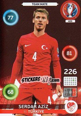 Sticker Serdar Aziz - UEFA Euro France 2016. Adrenalyn XL n. 409 - Panini