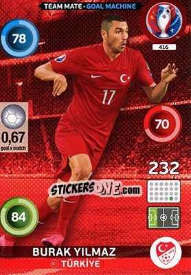 Sticker Burak Yilmaz - UEFA Euro France 2016. Adrenalyn XL n. 416 - Panini