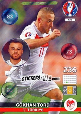 Sticker Gökhan Töre - UEFA Euro France 2016. Adrenalyn XL n. 419 - Panini