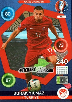 Sticker Burak Yilmaz - UEFA Euro France 2016. Adrenalyn XL n. 422 - Panini