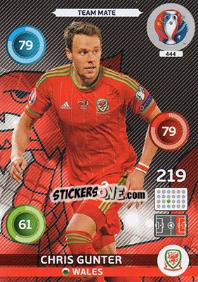 Sticker Chris Gunter - UEFA Euro France 2016. Adrenalyn XL n. 444 - Panini