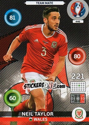 Sticker Neil Taylor - UEFA Euro France 2016. Adrenalyn XL n. 446 - Panini