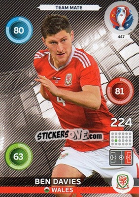 Sticker Ben Davies - UEFA Euro France 2016. Adrenalyn XL n. 447 - Panini