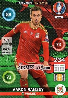 Sticker Aaron Ramsey - UEFA Euro France 2016. Adrenalyn XL n. 449 - Panini