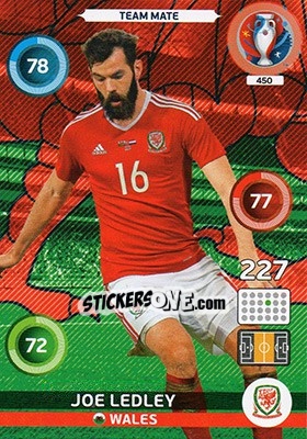 Sticker Joe Ledley - UEFA Euro France 2016. Adrenalyn XL n. 450 - Panini