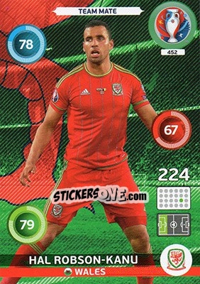 Sticker Hal Robson-Kanu - UEFA Euro France 2016. Adrenalyn XL n. 452 - Panini