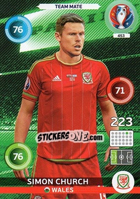 Sticker Simon Church - UEFA Euro France 2016. Adrenalyn XL n. 453 - Panini
