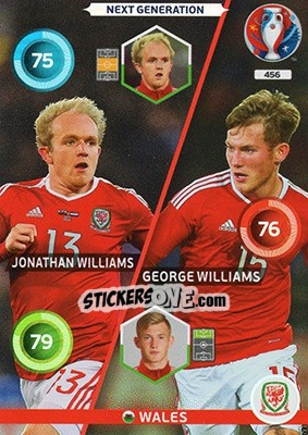 Sticker Jonathan Williams / George Williams - UEFA Euro France 2016. Adrenalyn XL n. 456 - Panini