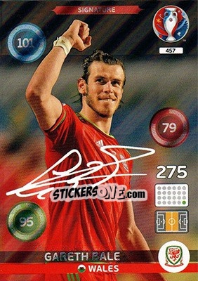 Sticker Gareth Bale - UEFA Euro France 2016. Adrenalyn XL n. 457 - Panini