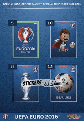 Cromo Official  Logo ,  Mascot , Trophy , Ball - UEFA Euro France 2016. Adrenalyn XL - Panini