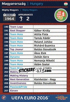 Sticker Magyarország - UEFA Euro France 2016. Adrenalyn XL n. DIV13 - Panini