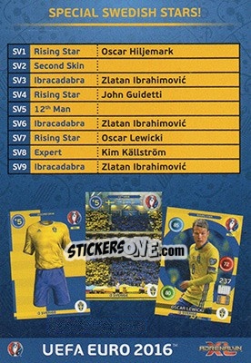 Figurina Special Swedish Stars! - UEFA Euro France 2016. Adrenalyn XL - Panini