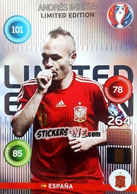 Sticker Andrés Iniesta - UEFA Euro France 2016. Adrenalyn XL n. LC-AIN - Panini