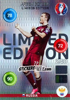 Sticker Artem Dzyuba - UEFA Euro France 2016. Adrenalyn XL n. LC-ARD - Panini