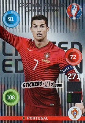Sticker Cristiano Ronaldo - UEFA Euro France 2016. Adrenalyn XL n. LC-CR - Panini