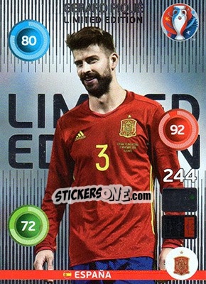 Sticker Gerard Piqué - UEFA Euro France 2016. Adrenalyn XL - Panini