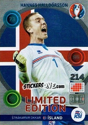 Sticker Hannes Halldórsson - UEFA Euro France 2016. Adrenalyn XL n. LC-HAH - Panini