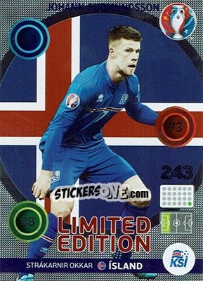 Sticker Jóhann Berg Gudmundsson - UEFA Euro France 2016. Adrenalyn XL n. LC-JBG - Panini