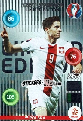 Sticker Robert Lewandowski - UEFA Euro France 2016. Adrenalyn XL n. LC-RLE - Panini