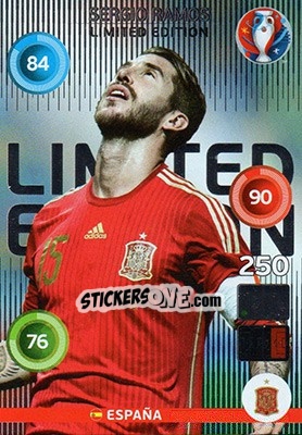 Sticker Sergio Ramos - UEFA Euro France 2016. Adrenalyn XL n. LC-SR - Panini