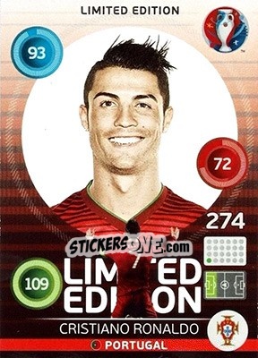 Sticker Cristiano Ronaldo - UEFA Euro France 2016. Adrenalyn XL - Panini