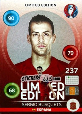 Sticker Sergio Busquets - UEFA Euro France 2016. Adrenalyn XL - Panini