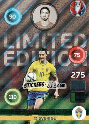 Sticker Zlatan Ibrahimovic - UEFA Euro France 2016. Adrenalyn XL n. LS-ZI - Panini
