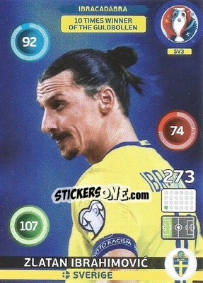Sticker Zlatan Ibrahimovic - UEFA Euro France 2016. Adrenalyn XL n. SV3 - Panini