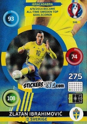 Sticker Zlatan Ibrahimovic - UEFA Euro France 2016. Adrenalyn XL n. SV6 - Panini