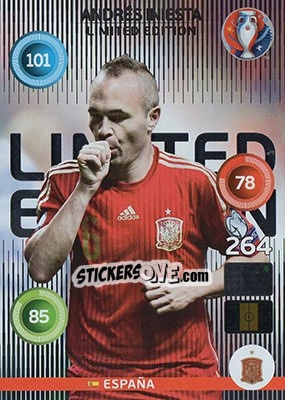 Sticker Andrés Iniesta - UEFA Euro France 2016. Adrenalyn XL n. XC-AI - Panini