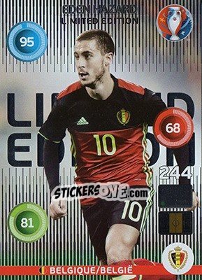 Sticker Eden Hazard - UEFA Euro France 2016. Adrenalyn XL - Panini