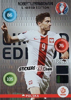 Sticker Robert Lewandowski - UEFA Euro France 2016. Adrenalyn XL n. XC-RL - Panini