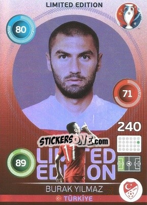 Sticker Burak Yilmaz - UEFA Euro France 2016. Adrenalyn XL n. XH-BY - Panini