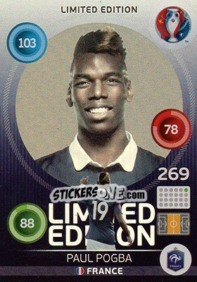 Sticker Paul Pogba - UEFA Euro France 2016. Adrenalyn XL n. XH-PP - Panini