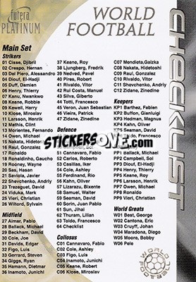 Sticker Checklist - World Football 2003 - Futera