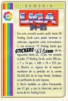 Figurina Comodin - Las Fichas De La Liga 1994-1995 - Mundicromo