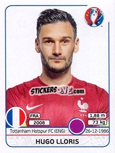 Sticker Hugo Lloris - UEFA Euro France 2016 n. 17 - Panini