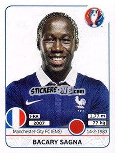 Sticker Bacary Sagna - UEFA Euro France 2016 n. 19 - Panini