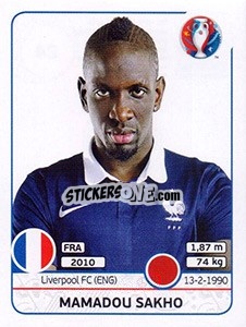 Sticker Mamadou Sakho - UEFA Euro France 2016 n. 24 - Panini