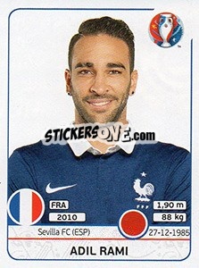 Sticker Adil Rami - UEFA Euro France 2016 n. 24x - Panini