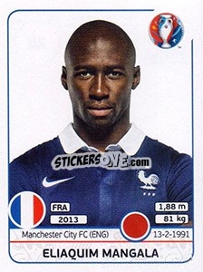 Sticker Eliaquim Mangala - UEFA Euro France 2016 n. 25 - Panini