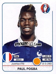 Sticker Paul Pogba - UEFA Euro France 2016 n. 27 - Panini