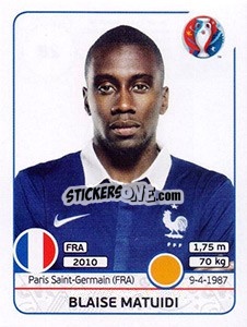 Sticker Blaise Matuidi - UEFA Euro France 2016 n. 28 - Panini