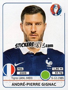 Sticker André-Pierre Gignac - UEFA Euro France 2016 n. 34x - Panini
