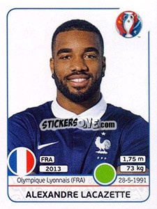 Figurina Alexandre Lacazette - UEFA Euro France 2016 - Panini