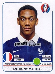 Sticker Anthony Martial - UEFA Euro France 2016 n. 36 - Panini