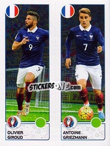 Cromo Olivier Giroud / Antoine Griezmann - UEFA Euro France 2016 - Panini
