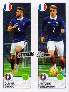 Sticker Olivier Giroud / Antoine Griezmann - UEFA Euro France 2016 n. 42 - Panini