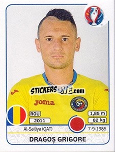 Sticker Dragos Grigore - UEFA Euro France 2016 n. 53 - Panini
