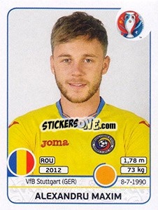 Sticker Alexandru Maxim - UEFA Euro France 2016 n. 60 - Panini